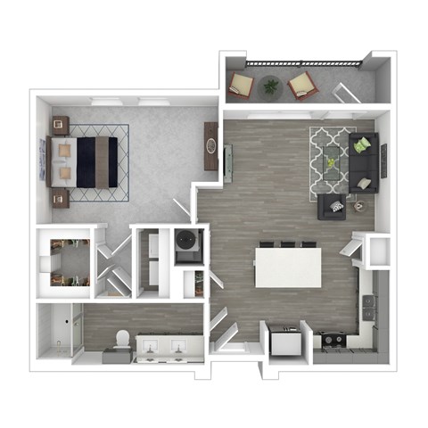 Floor plan for 1 bed, 1 bath, 814 sqft